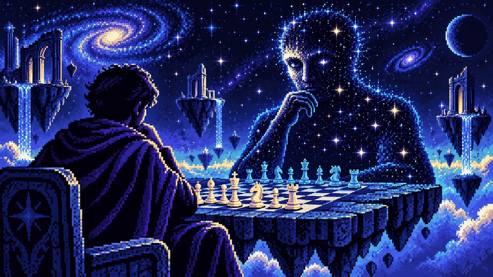 Персонаж: фигура из звёзд за доской